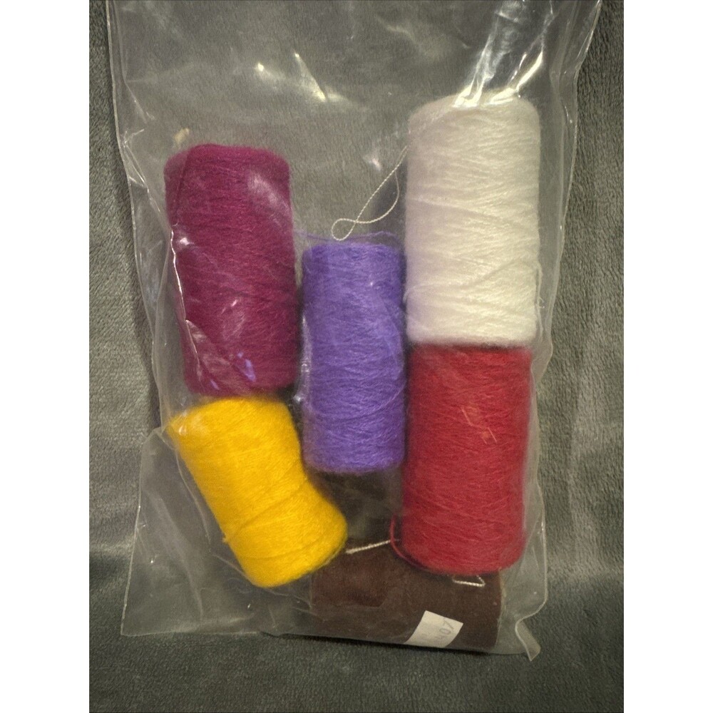 Vintage 80s 6 pc Punch Embroidery Thread Clarke's Colorful Bag 20